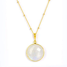Load image into Gallery viewer, Natural Rainbow Moonstone Pendant Necklace, June Birthstone Necklace, Large Moonstone Necklace