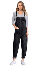 Load image into Gallery viewer, Soojun Women's Casual Baggy Denim Bib Overalls, Black, X-Small