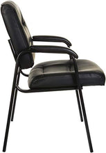 Load image into Gallery viewer, AmazonBasics Classic Leather Office Desk Guest Chair with Metal Frame, Black