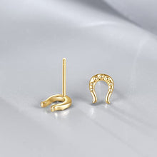 Load image into Gallery viewer, E 14K Gold Plated Horseshoe Stud Earrings for Women Girls, Hypoallergenic Small Gold Animal Stud Earring for Sensitive Ears