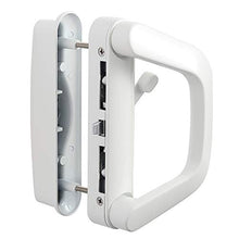 Load image into Gallery viewer, Sliding Glass Door Handle Replacement Set, Patio Mortise Lock 45° Fits 4-15/16” Screw Hole Spacing, White Diecast Non-keyed Reversible Design