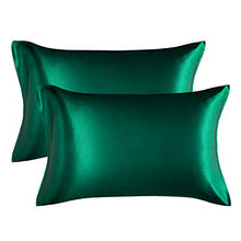 Load image into Gallery viewer, Bedsure Satin Pillowcase for Hair and Skin, 2-Pack - Standard Size (20x26 inches) Pillow Cases - Satin Pillow Covers with Envelope Closure, Dark Green