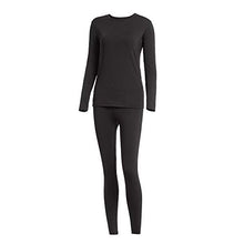Load image into Gallery viewer, MANCYFIT Thermal Underwear for Women Long Johns Set Fleece Lined Ultra Soft Black X-Large