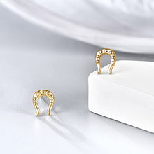 Load image into Gallery viewer, E 14K Gold Plated Horseshoe Stud Earrings for Women Girls, Hypoallergenic Small Gold Animal Stud Earring for Sensitive Ears