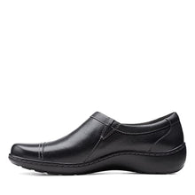 Load image into Gallery viewer, Clarks womens Cora Giny Loafer Flat, Black Tumbled/Smooth Leather, 9 US
