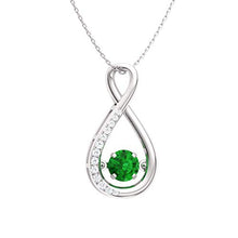 Load image into Gallery viewer, Diamondere Natural and Certified Emerald and Diamond Infinity Necklace in 14k White Gold | 0.49 Carat Pendant with Chain