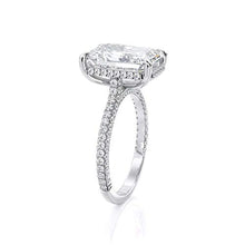 Load image into Gallery viewer, KEYZAR Engagement Rings for Women, Handmade Solitaire, 5ct Emerald Cut Moissanite 0.75ct 3D Diamonds Pave, 14k or 18k White Gold Wedding Promise Rings for Her, Includes Box (D-F Color, VVS1 Clarity)