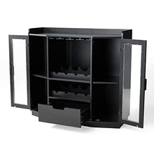 Load image into Gallery viewer, Glitzhome Wood Buffet Bar Cabinet Kitchen Storage Sideboard with Wine Storage Wooden Storage Cabinet with Glass Doors for Kitchen Dining Room,36.6”H
