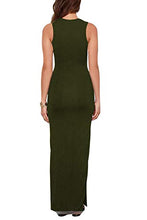 Load image into Gallery viewer, Meenew Womens Short Sleeve Summer Beach Vacation Fitted Side Slit Maxi Dress Ruby L