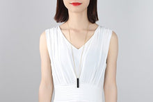 Load image into Gallery viewer, COAI Gold Plated Stainless Steel Obsidian Stone Bar Necklace