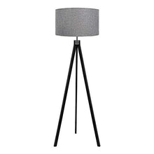 Load image into Gallery viewer, LEPOWER Wood Tripod Floor Lamp, Flaxen Lamp Shade with E26 Lamp Base, Mid Century Standing Lamp, Modern Design Studying Light for Living Room, Study Room and Bedroom(Black)