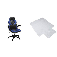 Load image into Gallery viewer, OFM Racing Style Bonded Leather Gaming Chair, in Blue (ESS-3085-BLU) 36"; x 48"; Chair Mat with Lip for Carpet (ESS-8800C)