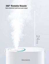 Load image into Gallery viewer, Homech Quiet Ultrasonic Humidifier,Cool Mist Humidifiers for Bedroom Home Baby (4L/1.06 Gallon) 12-60 Hours,Easy to Clean, 360° Nozzle,Waterless Tank Removal Auto Shut-Off (White)