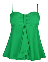 Load image into Gallery viewer, Hilor Women's Flyaway Tankini Top Bandeau Swimsuit Flowy Bathing Suit Swim Tops Green 18