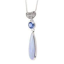 Load image into Gallery viewer, Silpada 'Paradise Found' Natural Blue Lace Agate and Quartz Pendant Necklace in Sterling Silver, 18" + 2"