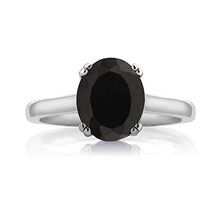 Load image into Gallery viewer, Gem Stone King 925 Sterling Silver Black Onyx and White Diamond Women's Ring (3.03 Cttw Oval) (Size 8)