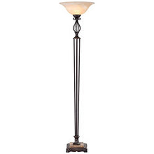 Load image into Gallery viewer, Iron Birdcage Scroll Victorian Torchiere Floor Lamp Italian Bronze Alabaster Glass Shade for Living Room Bedroom Uplight - Franklin Iron Works
