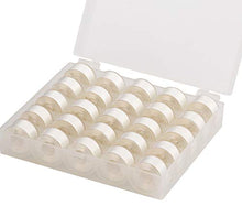 Load image into Gallery viewer, Simthread 25pcs White Prewound Bobbin Thread Size A (SA156) 60WT for Brother Innovis, Babylock, Bernette, Bernina and Janome Embroidery Thread Sewing Thread Machine with Clear Storage Plastic Case DIY
