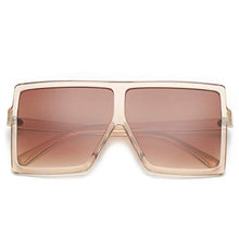 Load image into Gallery viewer, GRFISIA Square Oversized Sunglasses for Women Men Flat Top Fashion Shades (clear orange/tea lens, 2.56)