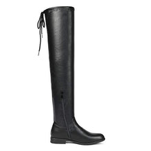 Load image into Gallery viewer, DREAM PAIRS Women's Overide Black Pu Low Heel Thigh High Over The Knee Flat Boots Size 9.5 B(M) US