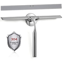 Load image into Gallery viewer, Squeegee for Shower Glass Door, 12-Inch All-Purpose Shower Squeegee for Bathroom, Car Window and Tiles with Adhesive Holder & 1 Replacement Squeegee Blade, Stainless Steel