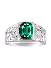 Load image into Gallery viewer, RYLOS Nugget Green Emerald & Diamond Ring - May Birthstone