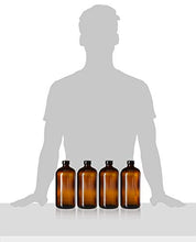 Load image into Gallery viewer, 4 Pack - 32oz Boston Round Air Tight Seal Amber Glass Growler Kombucha Bottles- with Phenolic Poly Cone Insert Caps and Funnel for Secondary Kombucha Fermentation and Film Developing Bottles