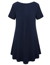 Load image into Gallery viewer, BELAROI Womens Comfy Swing Tunic Short Sleeve Solid T-Shirt Dress (L, Navy Blue)
