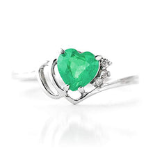 Load image into Gallery viewer, Galaxy Gold GG 14k Solid White Gold Ring with 1.02 Carat Natural Emerald & Natural Diamonds - Size 8.0