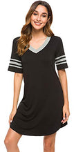 Load image into Gallery viewer, WiWi Soft Bamboo Pajamas Short Sleeves Nightgown Comfy Sleepshirts Boyfriend Sleepwear Plus Size Nightshirt S-4X, Black, XX-Large