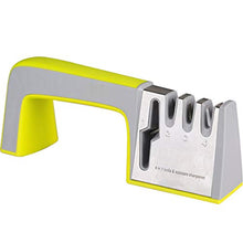 Load image into Gallery viewer, Knife Sharpener Kitchen Professional 4 In 1 Scissor Knife Sharpening Tool Chef's Best Choice Diamond, Tungsten Steel, Ceramic Stone, Non-Slip Base Professional Blades Sharpening Tools (yellow&gray)