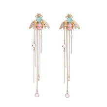 Load image into Gallery viewer, Nonsucheer Jewelry for Women Link Chain Fringe Long Earrings Cute Crystal Insect Bee Fashion Earrings Brincos