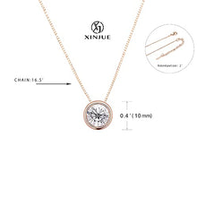 Load image into Gallery viewer, Dainty Cubic Zirconia Solitaire Necklace - Rose Gold Plated Fake Diamond Pendant Necklace, Simple Jewelry for Women And Girls.