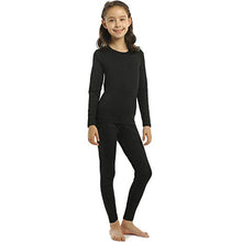Load image into Gallery viewer, ViCherub Girl’s Thermal Underwear Set Kids Long Johns Fleece Lined Base Layer Top & Bottom Thermals for Girl Black Large