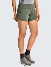 Load image into Gallery viewer, CRZ YOGA Women's Quick-Dry Athletic Sports Running Workout Shorts with Zip Pocket - 4 Inches Grey Sage 4''-R403 Medium
