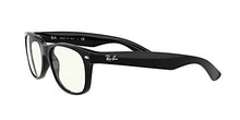 Load image into Gallery viewer, Ray-Ban Unisex-Adult RB2132 New Wayfarer Blue Light Filtering Everglasses, Shiny Black/Clear, 52 mm