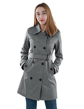 Load image into Gallery viewer, Wantdo Womens Double-Breasted Trench Coat with Belt Gray XL