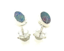 Load image into Gallery viewer, Genuine Australian Blue, Green Opal 925 Solid Sterling Silver Earrings 6mm