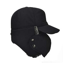 Load image into Gallery viewer, Jahy2Tech Men Women Warm Winter Hats, Aviator Hats, Trapper Hat, Trooper Ear Flaps Hats with Brim and Face Mask for Snowproof Windproof Thermal Hunting Skiing Cycling Cold Weather Black
