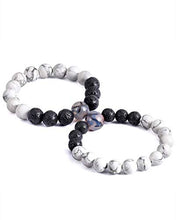 Load image into Gallery viewer, Lightock Couples Bracelets Lava Rock Stone Aromatherapy Anxiety Essential Oils Diffuser Elastic Bracelet for Men Women Friendship Gifts(2pcs)