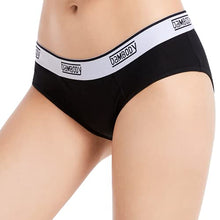 Load image into Gallery viewer, Absorbent Hipster: Sporty Period Panties | Protective Active Wear Underwear (MEDIUM, SINGLE PACK (BLACK))