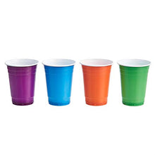 Load image into Gallery viewer, AmazonCommercial Plastic Cups, 16oz, Orange, Light Blue, Purple, Lime Green, Pack of 120