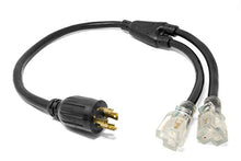 Load image into Gallery viewer, WEN PC3104-2 3 ft. 10-Gauge SJTW Generator Extension Cord Splitter (converts L14-30R to two 5-20R outlets)