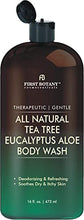 Load image into Gallery viewer, ALL Natural Tea Tree Body Wash - Fights Body Odor, Athlete’s Foot, Jock Itch, Nail Issues, Dandruff, Acne, Eczema, Shower Gel for Women & Men, Eucalyptus Aloe Skin Cleanser/body soap-16 fl oz