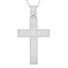 Load image into Gallery viewer, Dazzlingrock Collection 2.50 Carat (ctw) Round White Diamond Men's Hip Hop Religious Cross Pendant (Silver Chain Included), 18K White Gold
