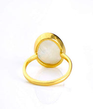Load image into Gallery viewer, Teardrop Rainbow Moonstone ring, statement ring, Vermeil Gold or silver, bezel set ring, large oval ring, June Birthstone ring, birthday gift, bridal jewelry, gemstone ring