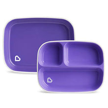 Load image into Gallery viewer, Munchkin Color Me Hungry Splash 7pc Toddler Dining Set – Plate, Bowl, Cup, and Utensils in a Gift Box, Purple