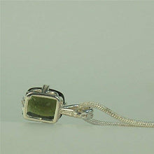 Load image into Gallery viewer, Moldavite Faceted 10x8mm Cushion Cut Necklace Pendant Sterling Silver
