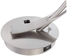 Load image into Gallery viewer, Calvin Modern Desk Table Lamp with USB Charging Port Brushed Steel Curved Frosted Glass Dome Shade for Bedroom Office - Possini Euro Design