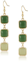 Load image into Gallery viewer, Edil Fantas Women's Green Crystal Long Dangle Earrings 14k Gold Plated Earrings for Women Girl Hook Light Weight Birthday Valentine's Day Mothers Day Christmas Gift